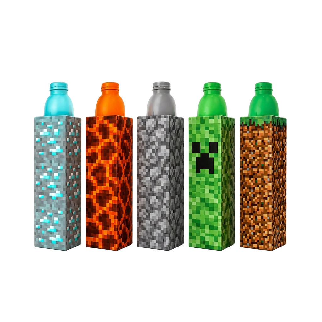 Minecraft water bottles lineup